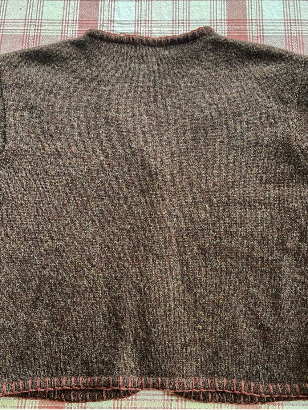 Vintage LL Bean Brown Wool Cardigan With Autumn Leaf Appliqué 100% Wool - Picture 8 of 10